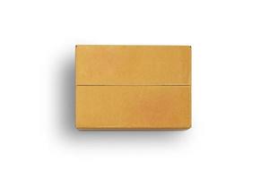 Top view of carton isolated on a white background with clipping path. Brown cardboard delivery box. photo