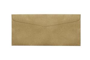 Brown envelope isolated on white background with clipping path. Top view.