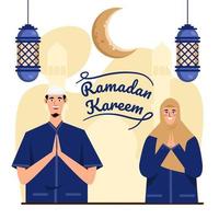 Ramadan kareem illustration people celebration vector