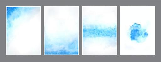Vector blue watercolor splashing on the paper in A4 size invitation card background template collection
