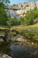 vista de la campiña alrededor de la ensenada de malham en el parque nacional de los valles de yorkshire foto