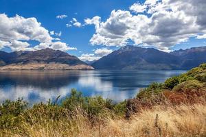 Scenic view of Lake Wanaka in summertime photo