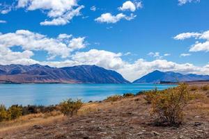 Scenic view of colourful Lake Tekapo in New Zealand photo