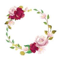 Red and Pink Peonies wreath vector