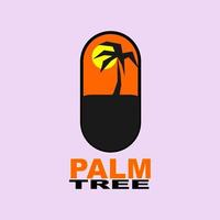 sunset and palm tree vector