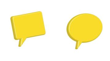 Yellow 3d speech bubble shape set. Simple dialog balloon text box vector