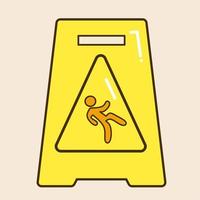 Slippery floor cartoon illustration logo vector