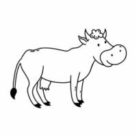 Cow in doodle style. Coloring book for child. Animal on farm. vector