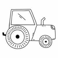 Tractor. Vector doodle illustration. Farm equipment.