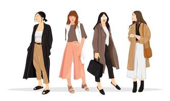 Model girls using jacket for business and formal outfit vector