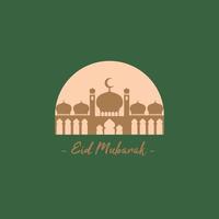 feliz eid mubarak mezquita fondo blanco vector