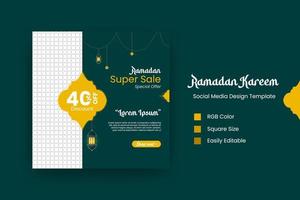 Flat background Ramadan social media post vector design template