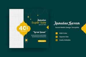 Flat background Ramadan social media post vector design template