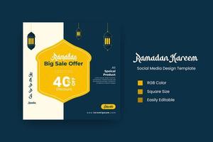 Flat background Ramadan social media post vector design template