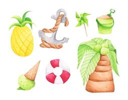 Summer watercolor collection. vector