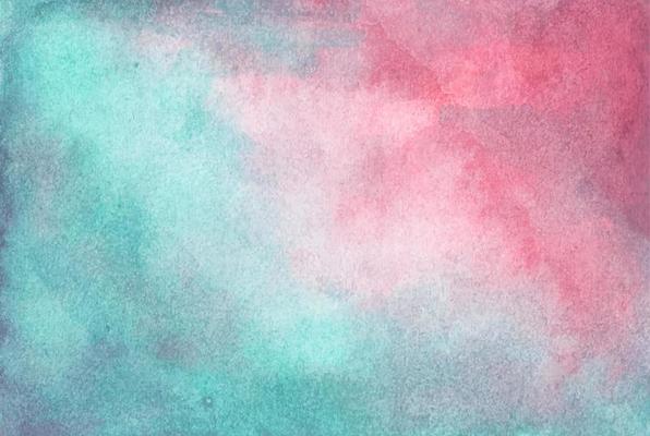 Green and pink colors. Watercolor paper textured illustration.