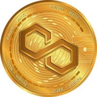 Polygon MATIC gold coin.Crypto currency and digital exchange.Isolated polygon logo.