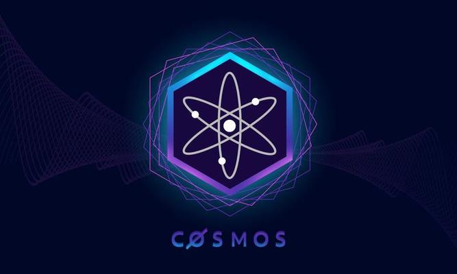 Cosmos ATOM gold coin.Crypto currency.Digital money exchange.