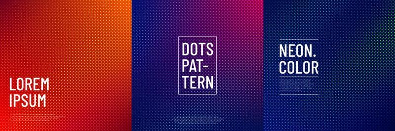 Trendy color dots halftone texture collection design. Set of abstract dots pattern with pink, blue, purple, orange and yellow in vibrant color. Can use for cover, poster, banner web, flyer, Print ad.