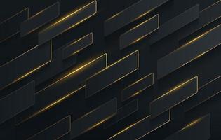 Diagonal stripes black and golden color dynamic overlap on dark abstract background with copy space. Modern banner web template design. Futuristic technology style. Vector illustration