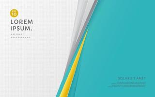 Green blue and white contrast background with copy space. Dynamic yellow and grey color stripes decorate with shadow. Corporate identity concept. Modern futuristic template design. Vector illustration
