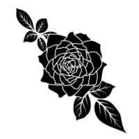 silhouette black rose flower decoration vector