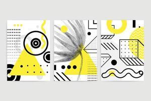 Posters set with bright bold geometric elements vector