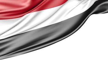 yemen bandera aislado sobre fondo blanco, ilustración 3d foto
