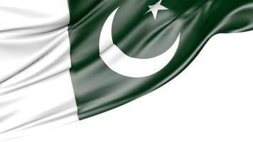 Pakistan Flag Isolated on White Background, 3d Illustration photo
