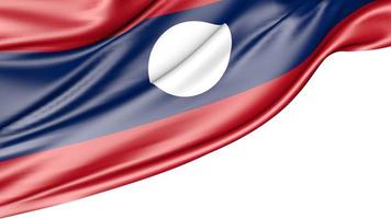 Laos Flag Isolated on White Background, 3d Illustration photo