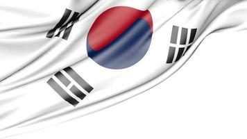 bandera de corea del sur aislada sobre fondo blanco, ilustración 3d foto