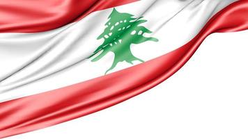 bandera de líbano aislado sobre fondo blanco, ilustración 3d foto