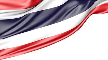 bandera de tailandia aislada sobre fondo blanco, ilustración 3d foto