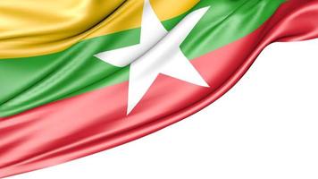 Myanmar Flag Isolated on White Background, 3d Illustration photo