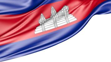 bandera de camboya aislada sobre fondo blanco, ilustración 3d foto
