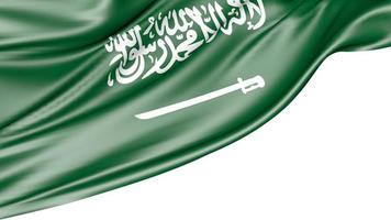 bandera de arabia saudita aislada sobre fondo blanco, ilustración 3d foto