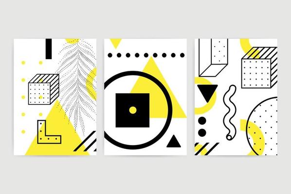Posters set with bright bold geometric elements