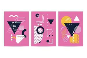 Posters set with bright bold geometric elements vector