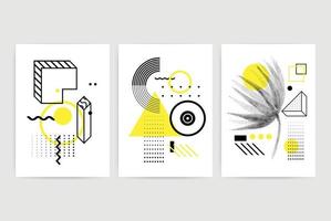 Posters set with bright bold geometric elements vector