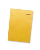Brown envelope isolated on white background photo