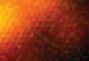 Dark Orange vector background with hexagons.
