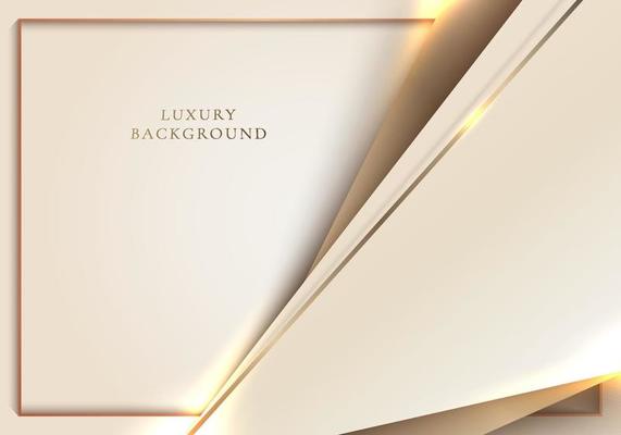 Elegant abstract 3D golden diagonal lines lighting with light brown triangles shapes overlapping background