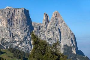 View of Sciliar mountain in the Dolomites, South Tyrol, Italy photo