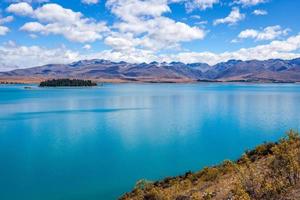 Scenic view of colourful Lake Tekapo in New Zealand photo