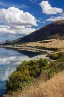 Scenic View of Lake Hawea in New Zealand photo