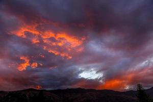 Spectacular sunset at Wanaka in New Zealand photo