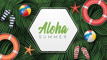 Vector Summer Holiday Illustration with Tropical Leaves Typography Letter on Beach Sands Background.