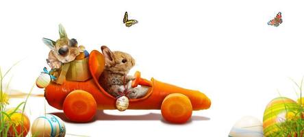 Funny Easter bunny. Happy Easter holiday concept. photo