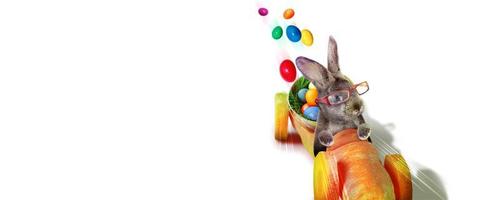 Funny Easter bunny. Happy Easter holiday concept. photo