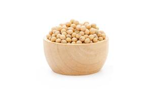 Soybeans in bowl wood isolated on white background with clipping path photo